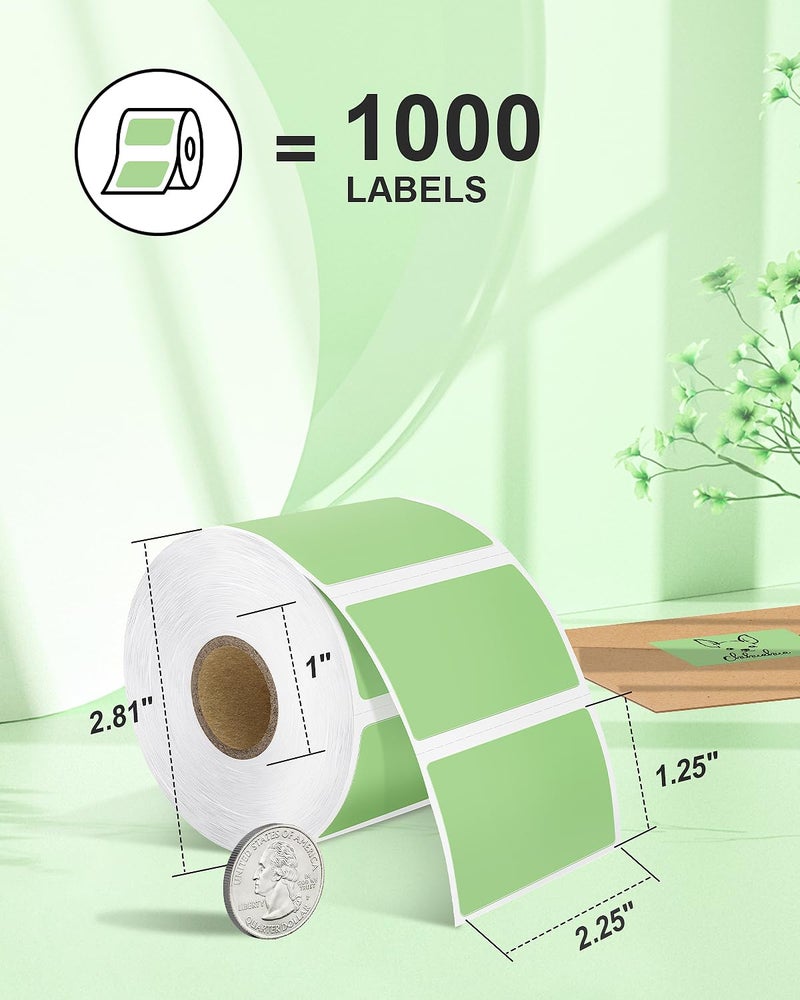 Nelko Genuine 2.25 x 1.25 Direct Thermal Labels, Green Thermal Printer Labels for Thank You Stickers, Self-Adhesive Address Shipping Thermal Label Stickers, 1 Roll,1000 Labels - Image 2